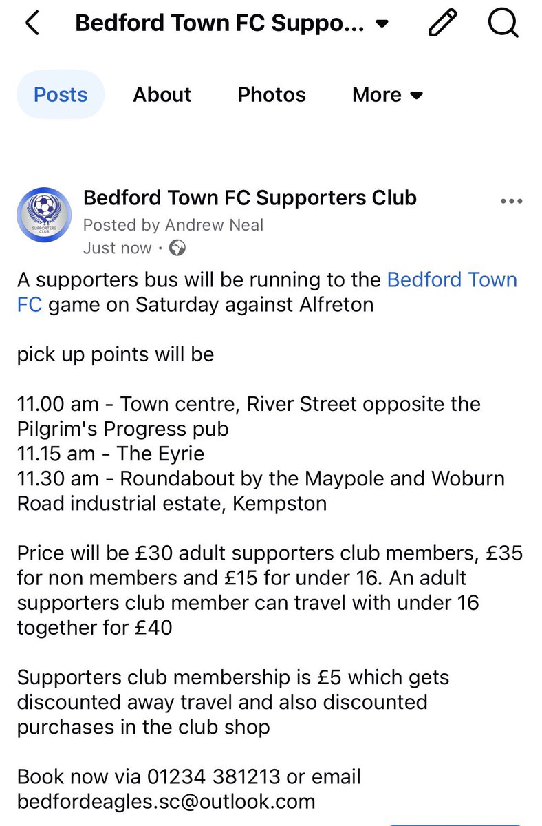 Bedford Town FC Supporters Club tweet media
