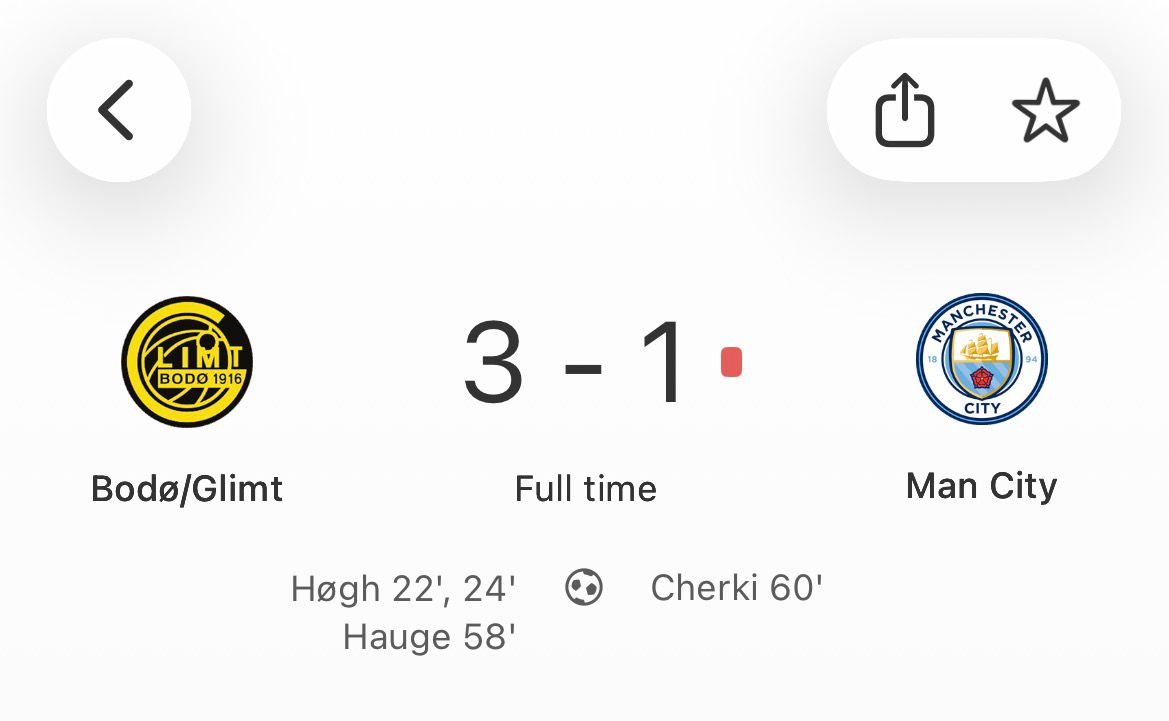 🇳🇴 Can Manchester City do it on a freezing January evening up in the Arctic Circle? No they can't!

Bodø/Glimt have achieved some truly epic European results in recent years, but a victory over a Man City whose squad is worth €1.31 billion surely goes down as the biggest scalp