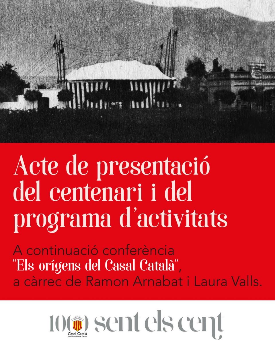 El Casal compleix 100 anys ✨ el 31 de gener presentarem el programa d’actes complet de l'any del centenari 🔝🗓️ tot seguit iniciarem un cicle de 3 conferències relacionades amb la nostra història.🏛️🗣️
Ajuda'ns a donar el tret de sortida a aquest any tan especial! 
Sent els 100♥️