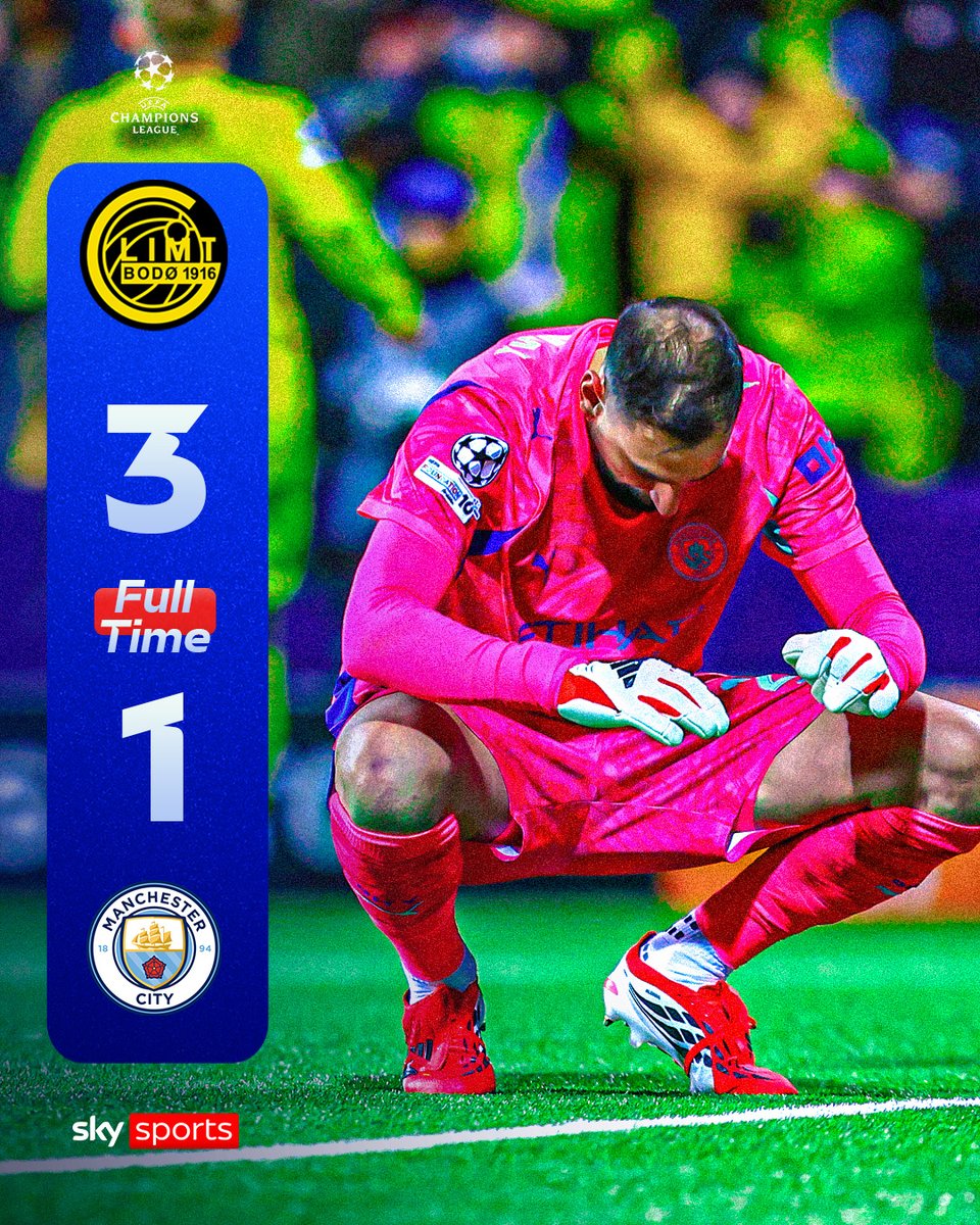 SkyFootball's tweet image. FULL-TIME: Bodo/Glimt STUN Manchester City and Pep Guardiola in Norway!