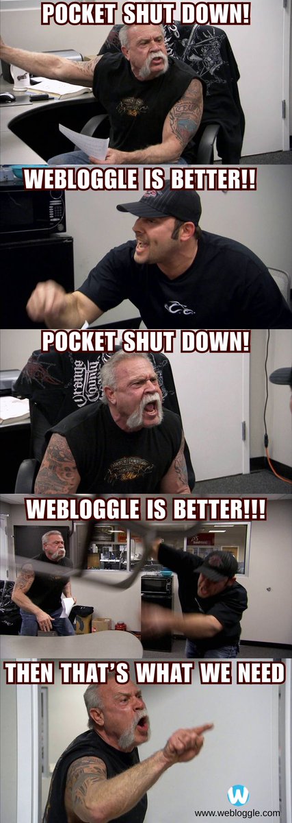 When Pocket shut down it was reported it had 30,000,000 users and 2,000,000 active users. The best thing the users could do is move to Webloggle - because Webloggle can fill the void, in a better way, with better outcomes.

webloggle.com/pocket-vs-webl…

#pocket #Productivity