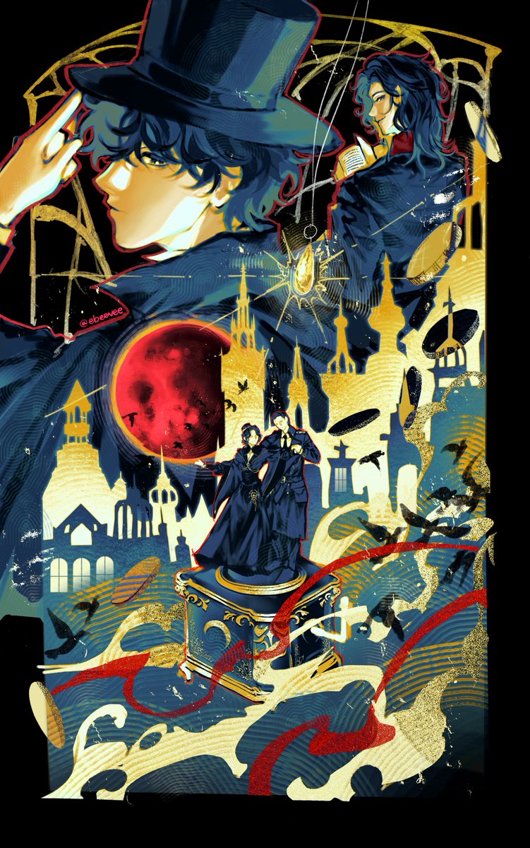 🎩New Lord of Mysteries Print!✨

Happy to be adding this new amazing Nighthawks LOTM print to my conventions and signings!~

Huge thank you to <a href="/ebeevee/">evie(爆笑）</a> for their incredible work, and as always...

Praise the Fool💫