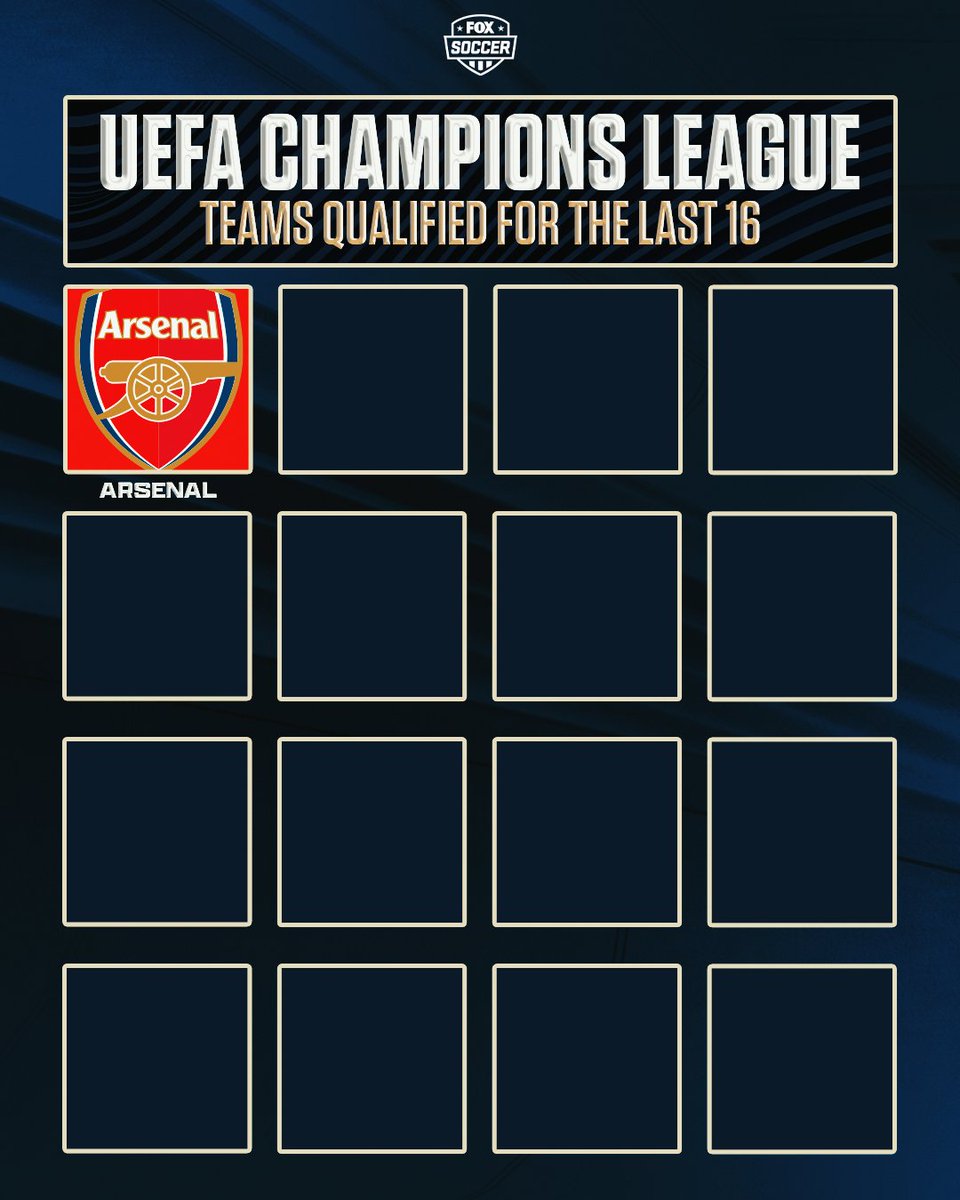 FOXSoccer's tweet image. Arsenal is the first team to clinch a spot in the @ChampionsLeague Last 16 ⚪️🔴