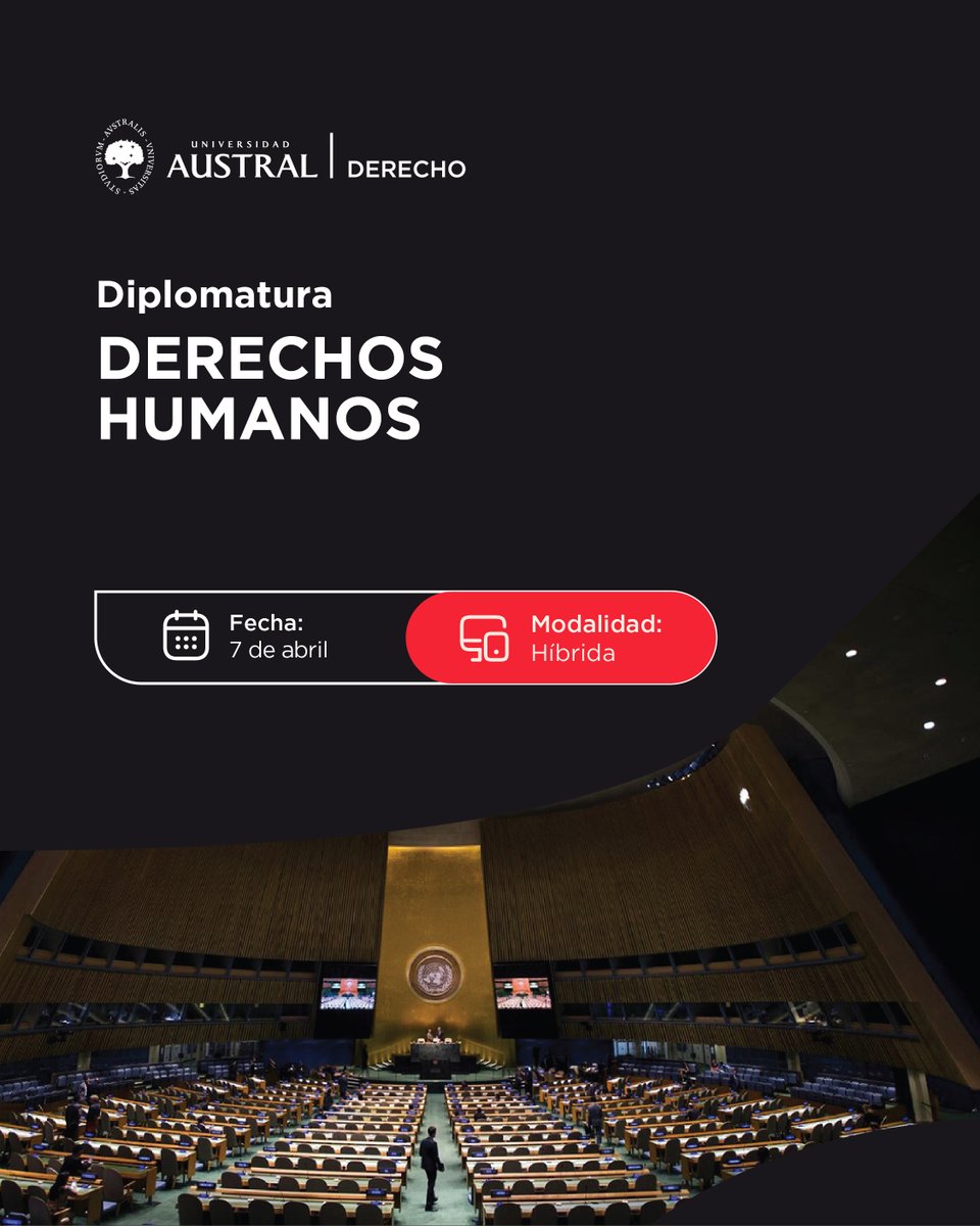 📢 ¡Inscripciones abiertas! Diplomatura en Derechos Humanos 

📅 𝗜𝗻𝗶𝗰𝗶𝗼 𝗱𝗲 𝗰𝘂𝗿𝘀𝗮𝗱𝗮: 7 de abril de 2026

📍 𝗠𝗼𝗱𝗮𝗹𝗶𝗱𝗮𝗱: híbrida (presencial y online, ver detalles en link)

🔗 𝗖𝗼𝗻𝗼𝗰é 𝗺á𝘀

👉cuf4.short.gy/dF6C77