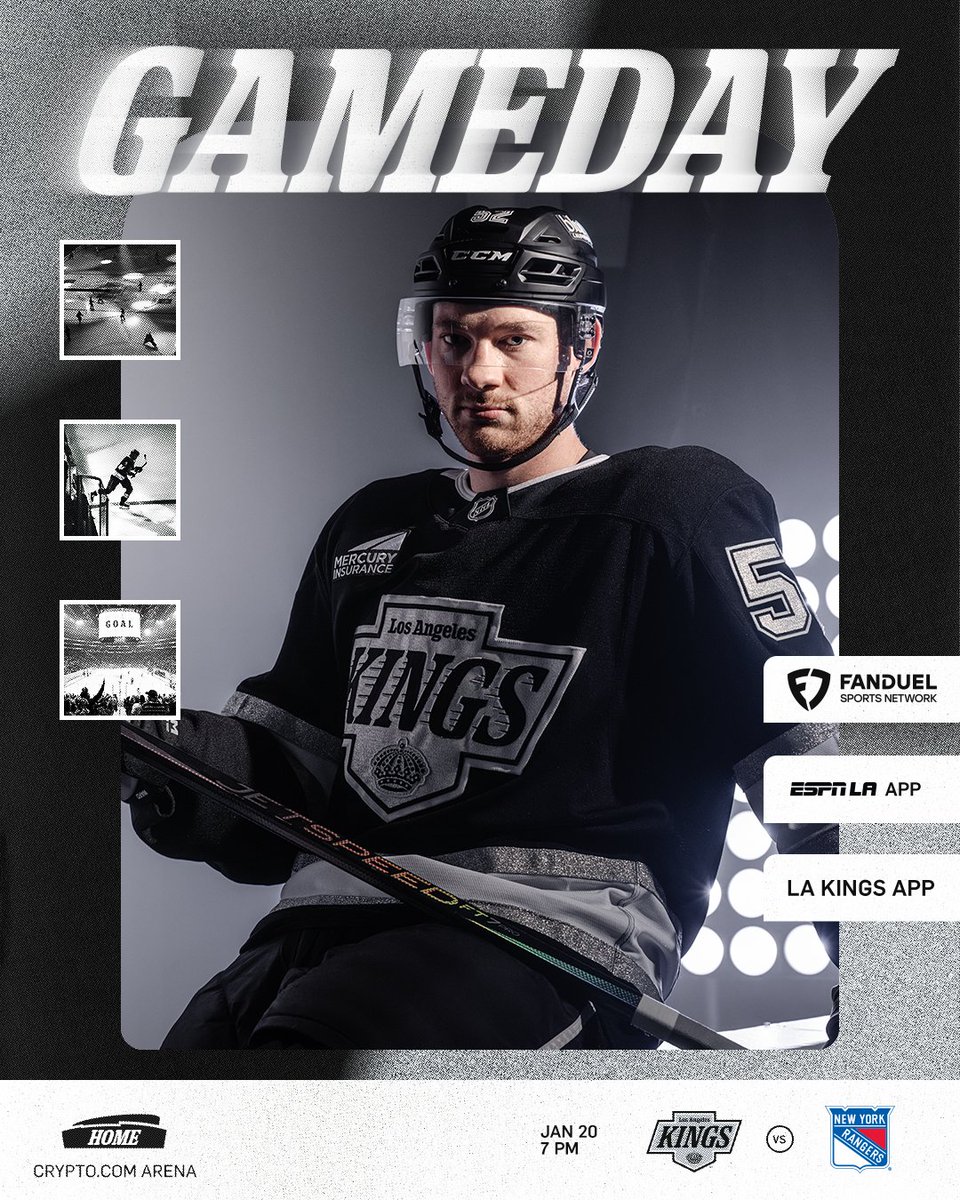 Game day in DTLA! 🏠

🆚 New York Rangers
📍 <a href="/cryptocomarena/">Crypto.com Arena</a>
⏰ 6:30 PM tune in
📺 <a href="/FanDuelSN_West/">FanDuel Sports Network West</a>
🎧 LA Kings App | <a href="/ESPNLosAngeles/">ESPN Los Angeles</a> App
📲 lakings.com/tune-in
🎟️ lakings.com/tickets

#GoKingsGo