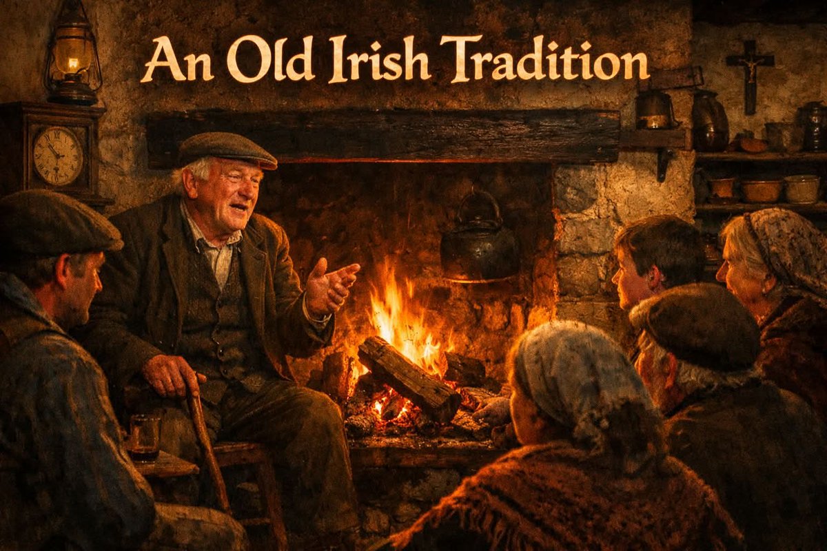 ThisIsIreland3's tweet image. 🇮🇪 An Old Irish Tradition 🇮🇪

On dark evenings, families &amp;amp; neighbours gathered around the fire while stories were told. Tales of fairies, heroes, local legends, heartbreak, humour &amp;amp; history passed from one generation to the next. This tradition was known as seanchas 💚

#Ireland