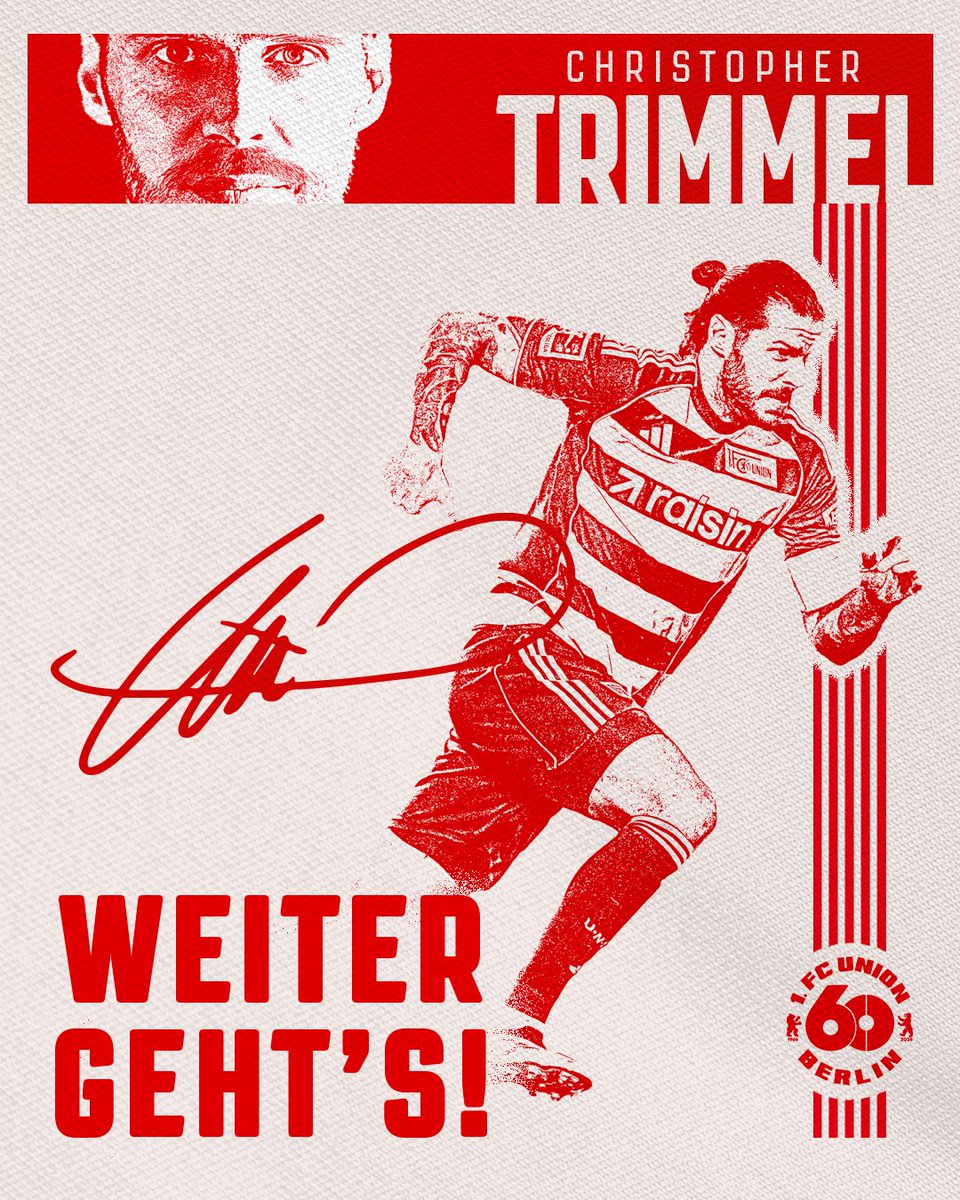 fcunion's tweet photo. DER EWIGE TRIMMI 🔴⚪️♾️ 

Vertrag verlängert: Unser Kapitän Christopher #Trimmel - FUSSBALLGOTT - bleibt auch über die aktuelle Saison hinaus eisern. 

#FCUnion #UNVEU https://t.co/16HQZGm2PV