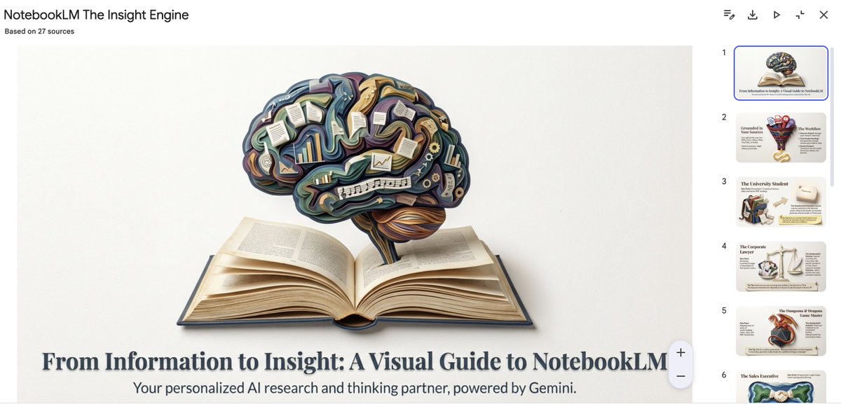 NotebookLM's tweet image. New here? Check out our "Intro to NotebookLM" notebook!

One of our Featured Notebooks, you can explore each of the studio outputs and get a hands-on tutorial by asking the chat: "how can I use NotebookLM to help me with X project?" for specific guidance to best suit your needs.
