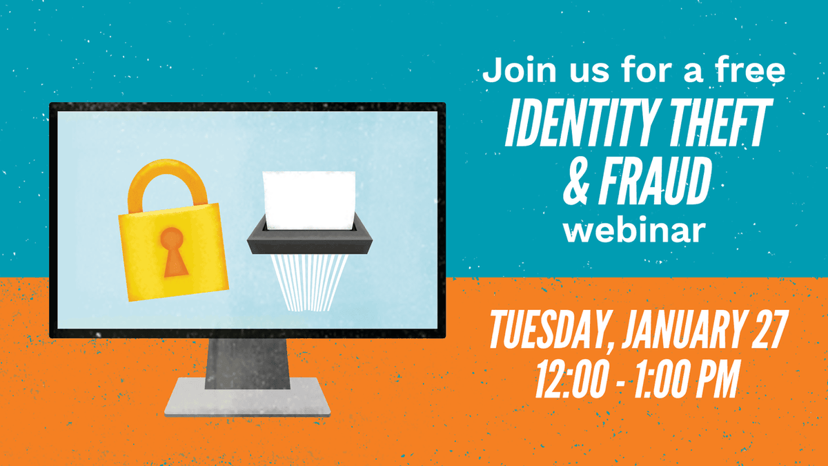 InsidePFCU's tweet image. Join us January 27 from 12 to 1 p.m. EST for our Identity Theft &amp;amp; Fraud webinar. 🔐

Learn how to detect identity theft, protect your information, and recover if it occurs.

Register: register.gotowebinar.com/register/31825…

#PFCU #FraudPrevention