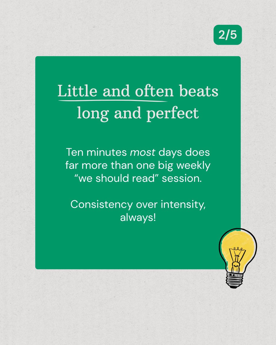 readingchest's tweet image. Building a reading routine doesn’t have to be perfect to work. Consistency beats intensity, every time!