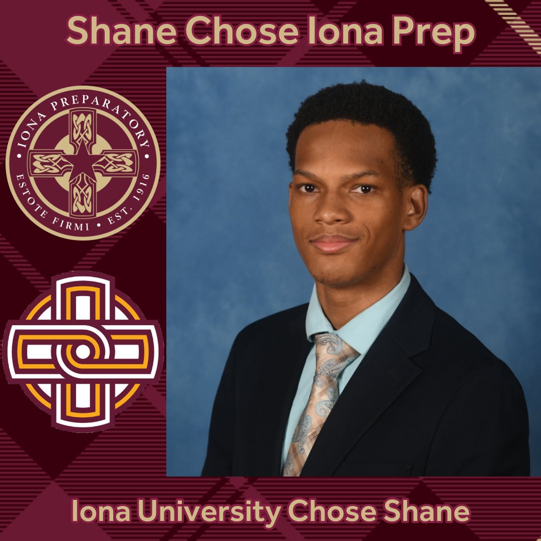 IonaPrep's tweet photo. Next up is Shane Jenkins, who is #IONAPREPared4Greatness and set to head to Iona University. With an 80.62 GPA, he’s wisely accepting their partial tuition scholarship. The University welcomed our senior with Killian the Gael, and his work ethic reflects the Iona Difference. https://t.co/UMi4BiW0wu