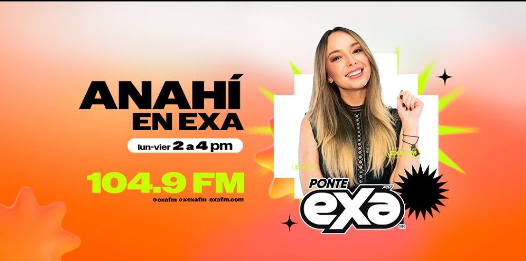 ExaRebeldes's tweet photo. Ya inicia #AnahiEnExa para traerte las tendencias y lo mejor de tus artistas favoritos por @ExaFM #PonteRebeldePonteExa #ExaRebeldes https://t.co/1jmD2cD64W
