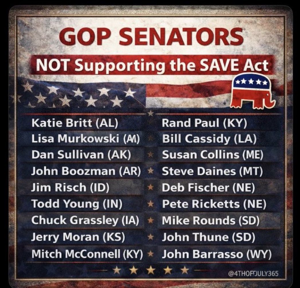 simplythebestRR's tweet image. Republican senators OPPOSING fair elections! #SAVEACTNOW
