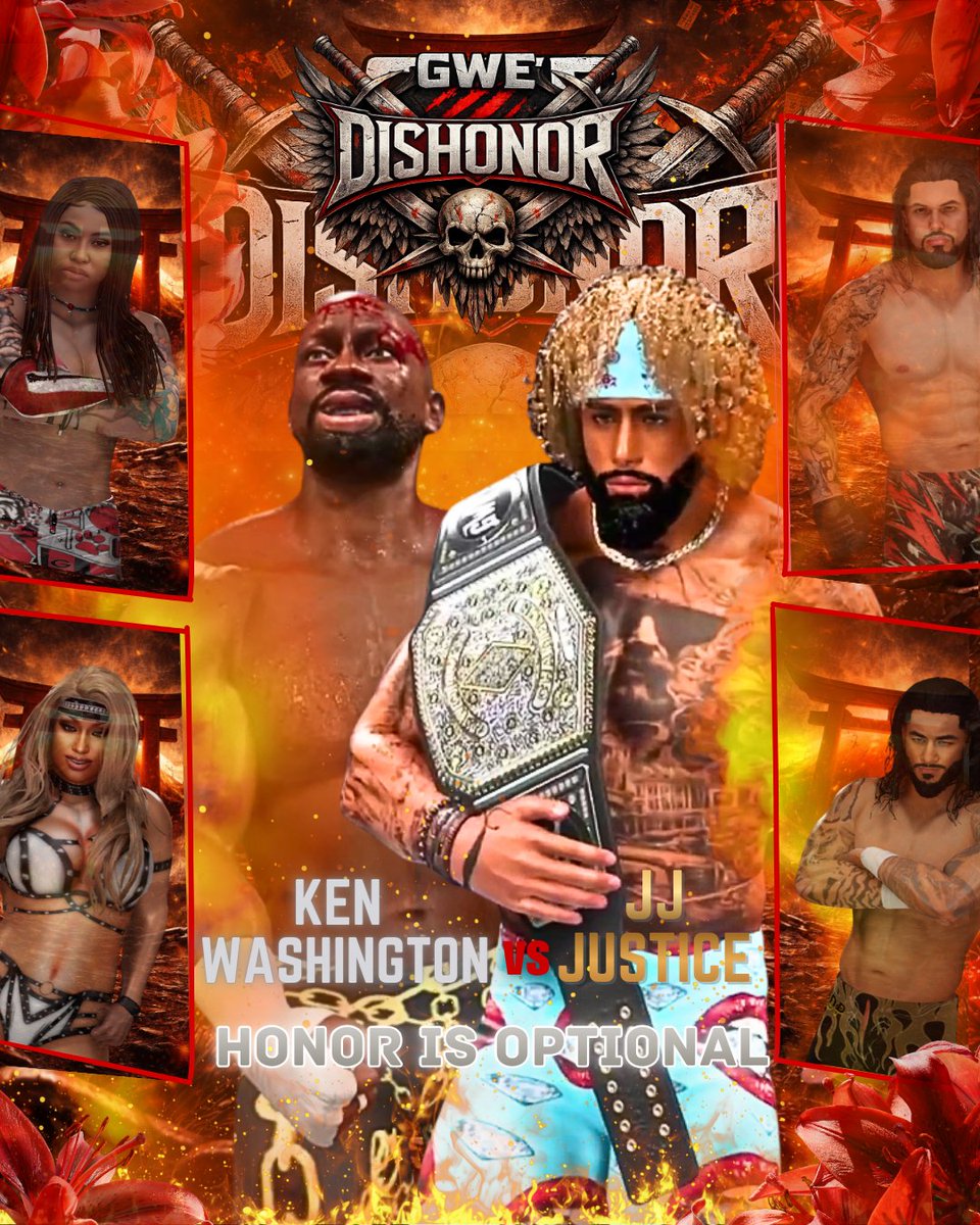 🩸 GWE: DISHONOR 🩸
Ken Washington vs JJ Justice
GWE World Championship 

Chains. Gold. Betrayal.
This isn’t a match. It’s judgment.
Saturday January 31, 2026 

👇 Who walks out carrying the weight of Dishonor?
#GWEDishonor #WrestlingTwitter #EfedWrestling #TheGoldStandard