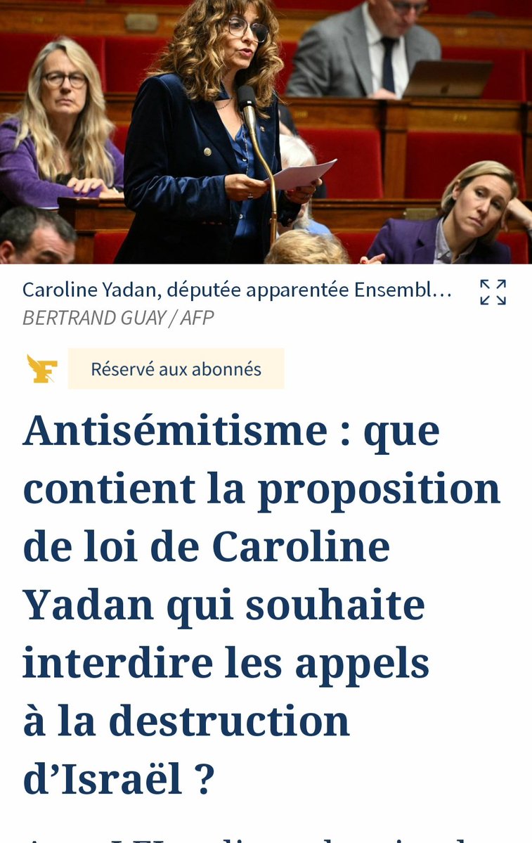 Yvan_Benedetti's tweet image. Ce n'est certainement pas à une juive membre de la Licra et des amitiés franco-israeliennes à l'Assemblée dite nationale de proposer une énième loi liberticide avec notamment le renforcement de la loi Gayssot !
lefigaro.fr/politique/anti…