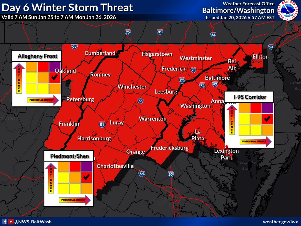 A Moderate Winter Storm Threat has been issued for the entire DMV region for Saturday and Sunday. Details on specific timing and accumulation are still unclear.

Though, confidence is starting to increase in a significant winter storm this weekend. This includes the possibility