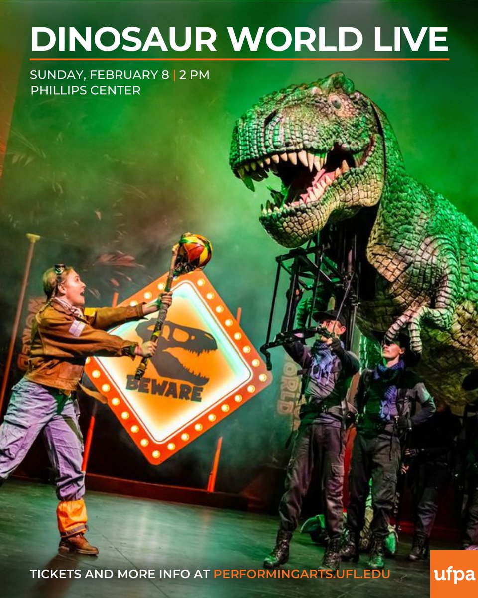 UFPerformArts's tweet photo. Parents of dino-obsessed kids: if you're hunting for a screen-free Sunday adventure, Dinosaur World Live is a hit with young audiences! 🦕

Don't just take our word for it - read these real parent reviews of the roar-some show.

Grab your seats at https://t.co/5ZYGYPdTNx https://t.co/yggosw6JwX
