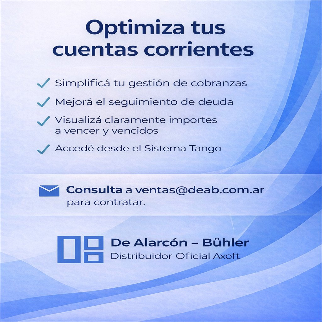 DEABTango's tweet photo. ¿Necesitás tener clara la deuda de tus clientes?

📊 Informe Aging de Cuentas Corrientes

✔ A vencer y vencidas
✔ Por rangos de antigüedad
✔ Directo en Sistema Tango

📩 ventas@deab.com.ar

#tangosoftware #soportetango #CuentasCorrientes #AgingDeDeud https://t.co/E6O5MjhWll