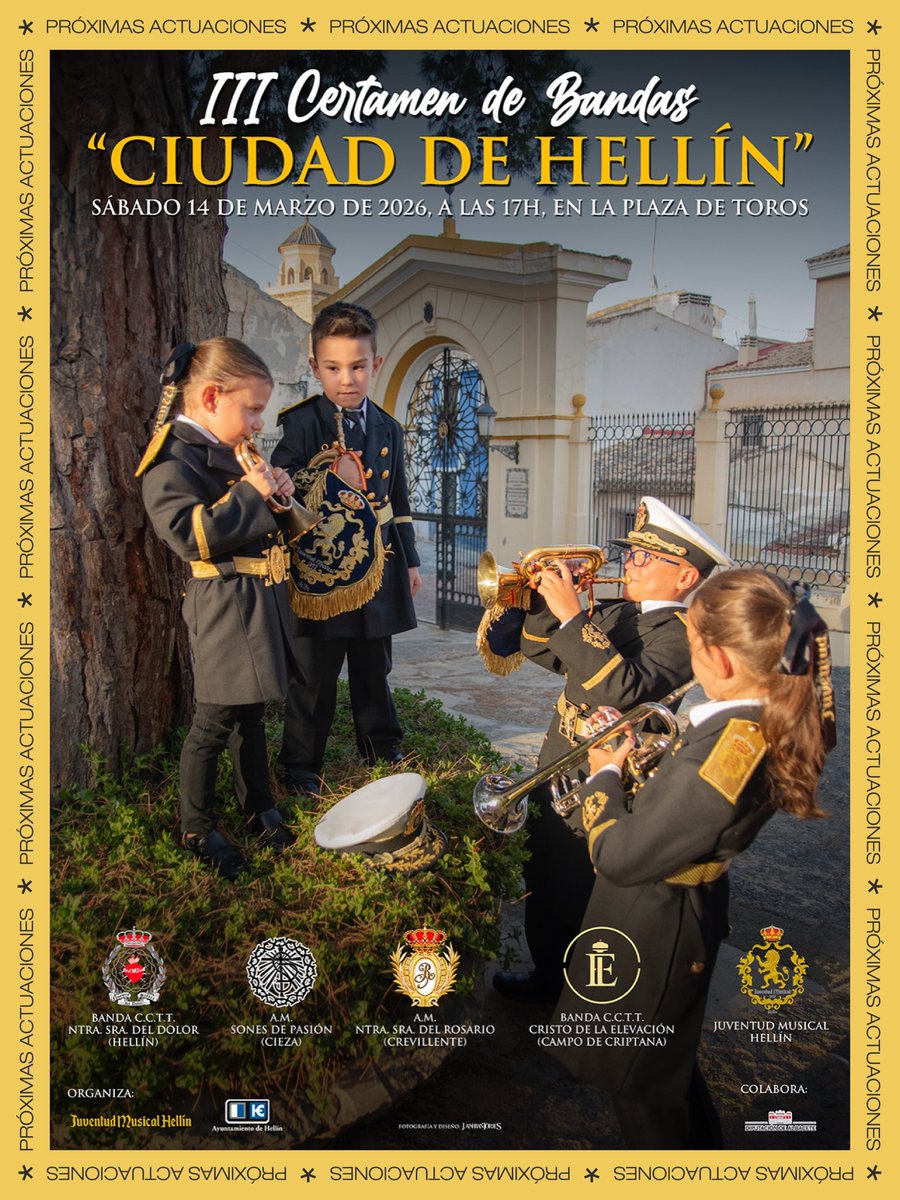 Durante este primer trimestre, nuestro calendario de actuaciones nos llevará a recorrer distintos puntos de nuestra geografía, haciendo parada en ciudades como Jaén, Cabra, Torreperogil, Hellín o Guadix.

ℹ️ Próximamente más información.
#ElevaciónUnaPasión