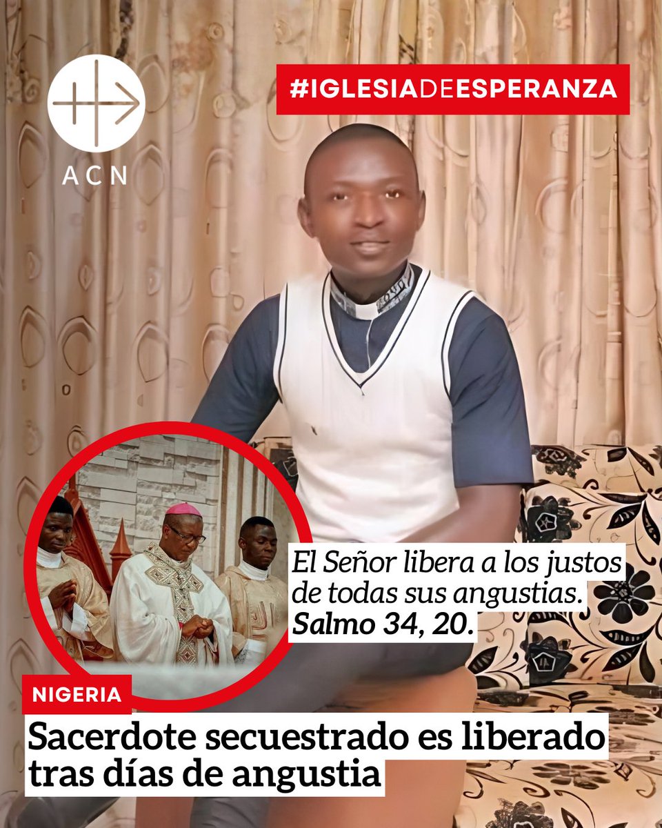 Nigeria: sacerdote secuestrado es liberado 
En medio de una grave crisis de violencia e inseguridad, llega una noticia de esperanza desde Nigeria: un sacerdote que había sido secuestrado fue liberado y se encuentra a salvo.
📷 acncolombia.org/sacerdote-secu…