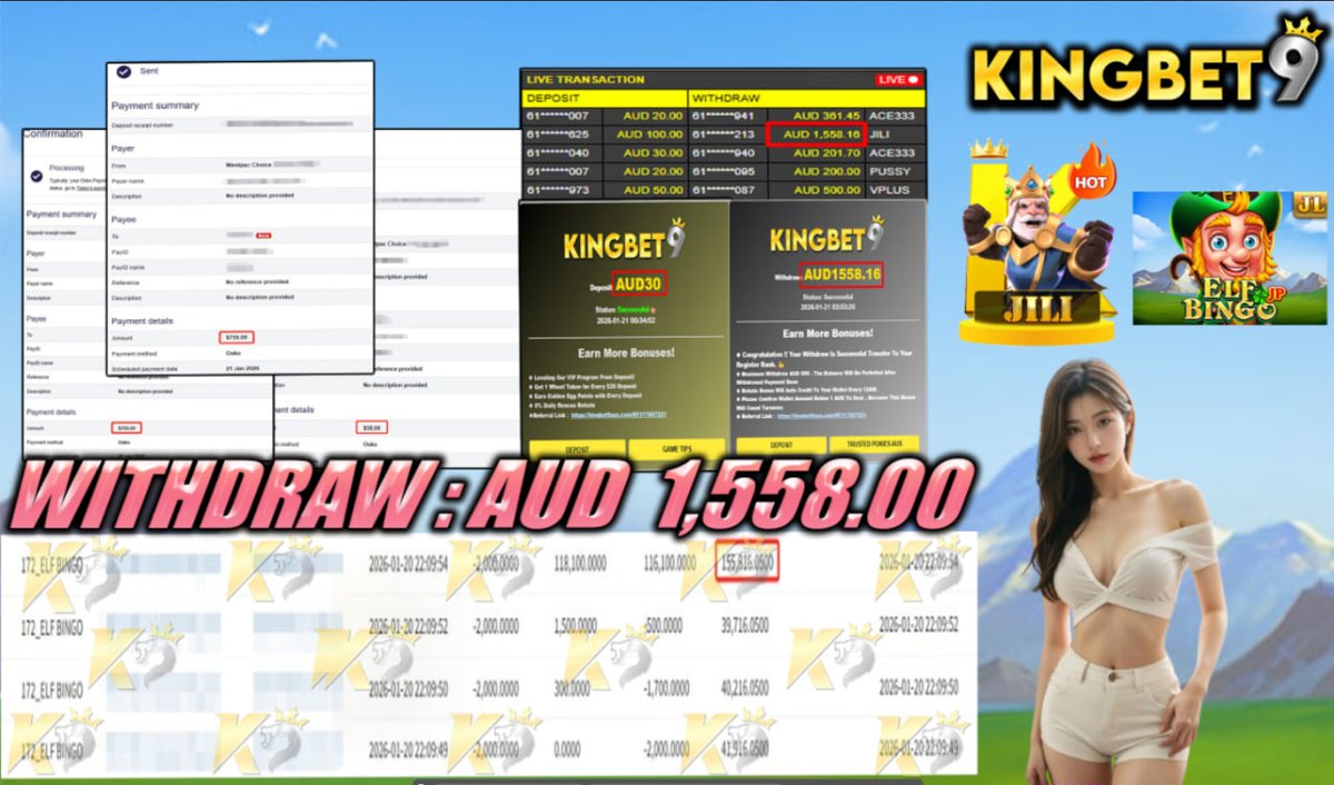 👑𝑪𝒐𝒏𝒈𝒓𝒂𝒕𝒖𝒍𝒂𝒕𝒊𝒐𝒏𝒔 𝑪𝒖𝒔𝒕𝒐𝒎𝒆𝒓 𝑾𝒊𝒕𝒉𝒅𝒓𝒂𝒘👑

👑Deposit -  AUD 30.00
👑Withdraw Amount  -  AUD 1,558.00
⭐️Platform - JILI
⭐️Game -  ELF BINGO

⭐️ʟɪᴠᴇ ᴄʜᴀᴛ :KINGBET9.net/#chatroom📷Registerlink:kingbet9aus.com/RFK9TWITT📷 📷