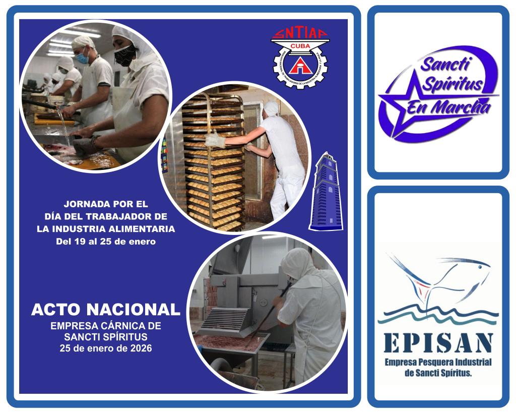 DÍA DEL TRABAJADOR DE LA INDUSTRIAL ALIMENTARIA 💪🏻🇨🇺🎊 ¡FELICIDADES! Desde #SanctiSpíritusEnMarcha
#MinalXMásAlimentos