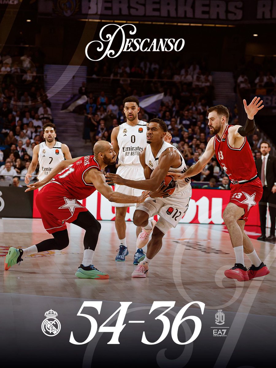 RMBaloncesto's tweet image. ⏸️ Descanso.
@RMBaloncesto 54 - 36 @OlimpiaMI1936