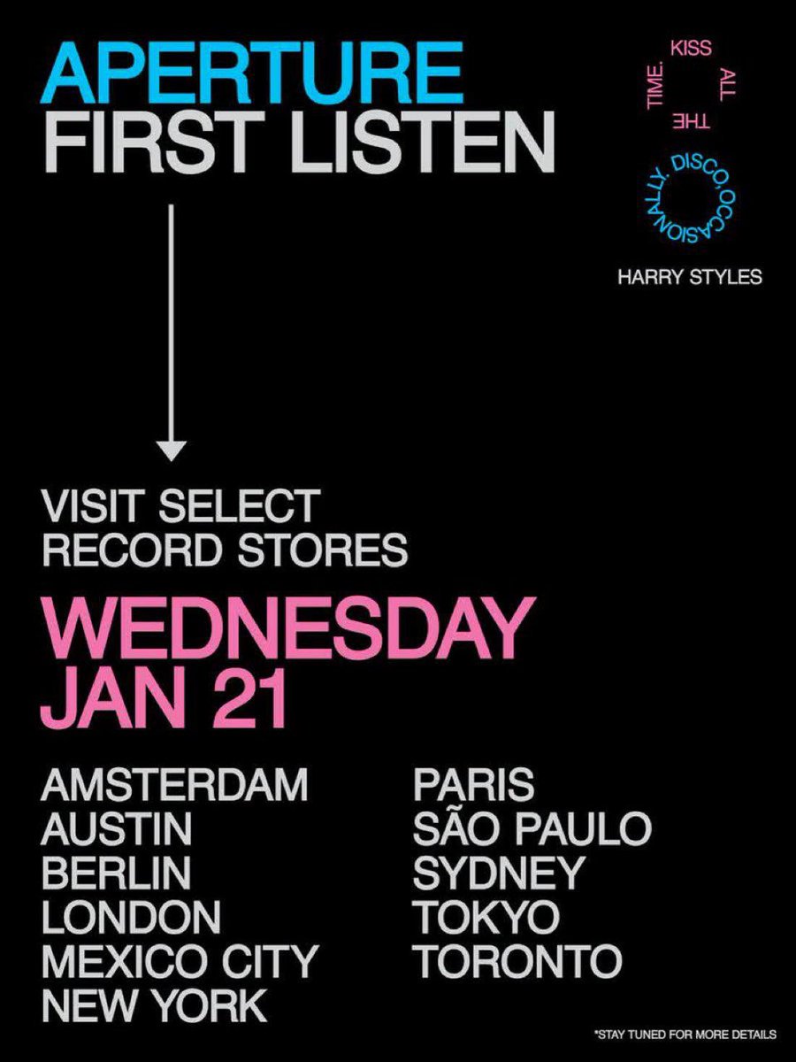 HSHQIta's tweet image. Domani in alcuni store selezionati sarà possibile ascoltare Aperture in anteprima. Le città coinvolte sono: Amsterdam, Austin, Berlino, Londra, Città del Messico, New York, Parigi, San Paolo, Sydney, Tokyo e Toronto!