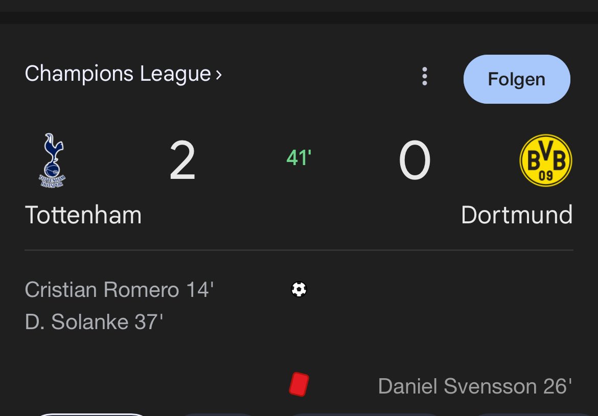 Auch wenn es irrelevant ist aber Dortmund wird in der CL Gottlos genommen von den Spurs! #BVB