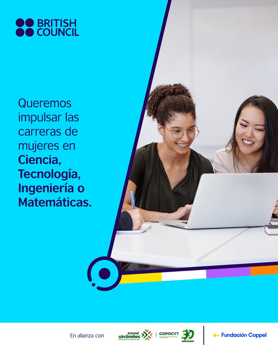 COPOCYT's tweet photo. El acceso a la educación sigue siendo una barrera para las mujeres, especialmente en áreas STEM. El British Council lanza Mujeres en STEM, con apoyo financiero del 100% para maestrías en Reino Unido. ¡Postúlate! https://t.co/Y65BIjUQlb #MujeresEnSTEM #WomenInSTEM https://t.co/O9rndPVJyq