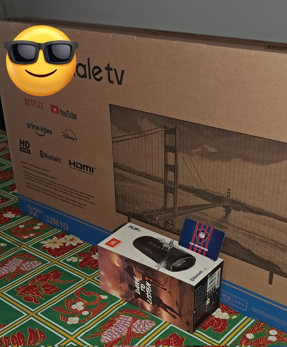 Le agradezco a mi gran líder <a href="/carlitosrejala/">Carlitos Rejala</a> por el regalo a mi sobrinito. Televisor smart HD y JBL flip 6. Estos son verdaderos regalos. No como el oficialismo con su térmico trucho del mercado 4. ¡Fuerza mi líder Rejala!💪🏿