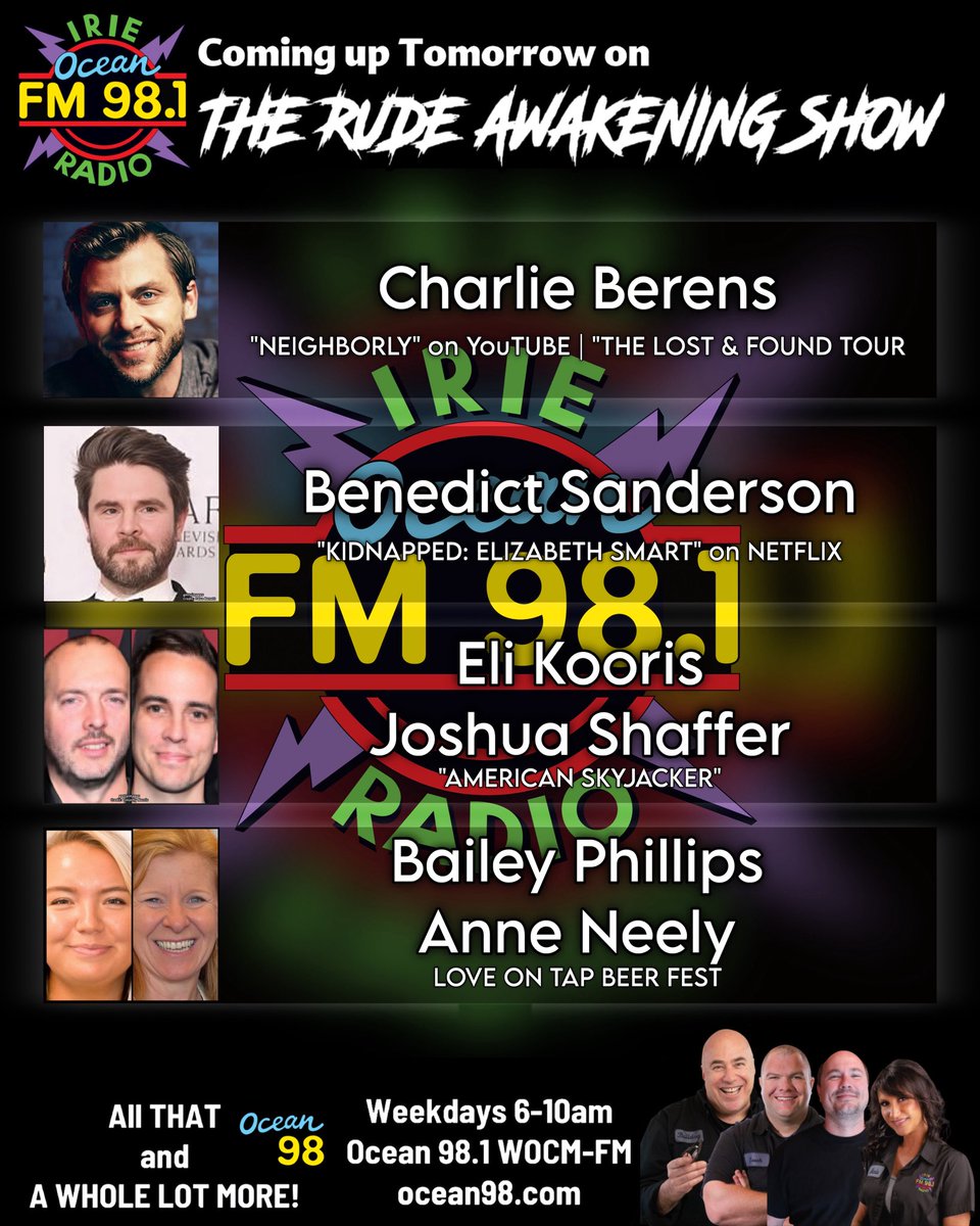 Coming up tomorrow morning! ocean98.com #ocean98 #ocmd #bulldogsrudeawakeningshow #voiceofthecommunity #thankyouforlistening