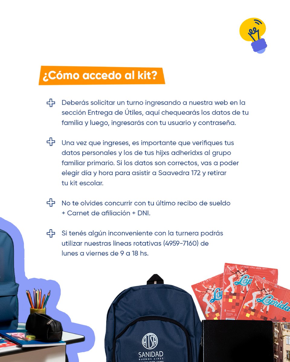 AtsaBsAs's tweet photo. Estamos preparando todo 🙌 para comenzar con la entrega de kits escolares 🎒 como cada año. Estamos muy emocionadxs y queremos que nos cuentes qué dudas te surgen 👇. https://t.co/maTP61ht4L