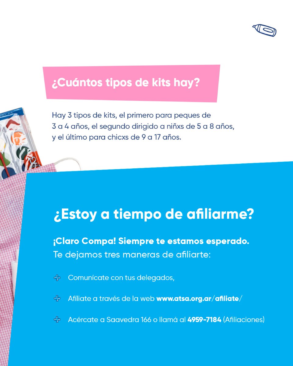 AtsaBsAs's tweet photo. ¿Te queda alguna pregunta? 🤔 Ingresá a nuestra nota web (link pendiente)🔗 o comunicate con nuestras líneas rotativas 4959-7160 ☎️, de lunes a viernes de 9 a 18hs. Esta año volvemos todxs #AlColeConATSA💙.

#Atsabsas #Sindicato #Educacion #Beneficios https://t.co/Pk083m3JV5