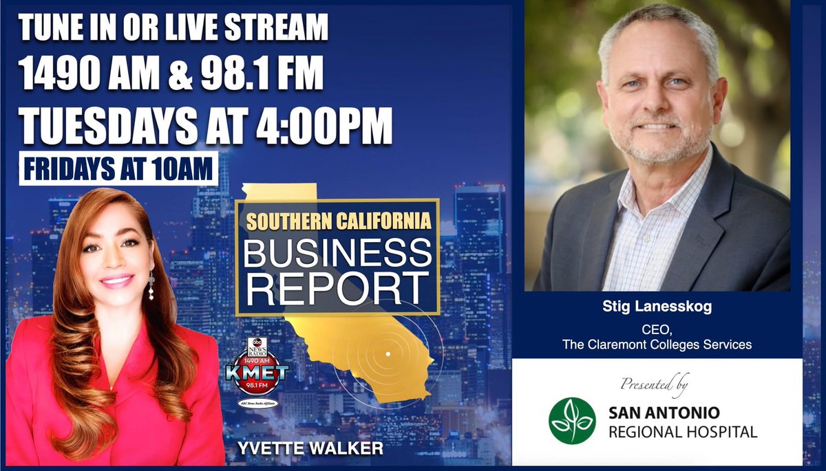 TODAY @ 4pm <a href="/KMETRadio/">KMET1490AM</a> 
&amp; FRIDAY AT 10am
KMETTV: vimeo.com/event/4790975/…

Meet Stig Lanesskog, CEO of The Claremont Colleges Services (TCCS). With decades of experience in higher education leadership, strategy, and consulting.

<a href="/ABC/">ABC News</a> <a href="/ABCNetwork/">ABC</a>