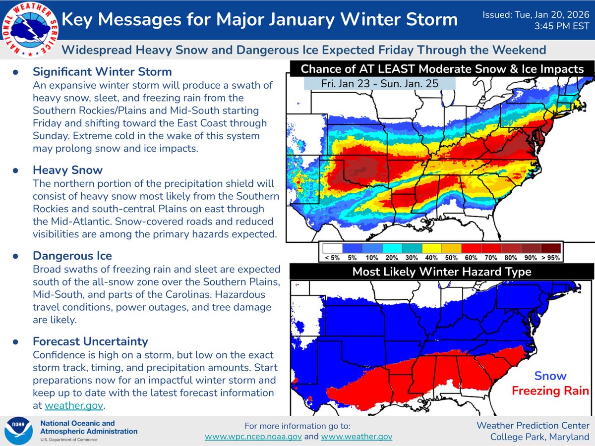 NWSWPC's tweet image. The latest on the major winter storm and extreme cold expected later this week.