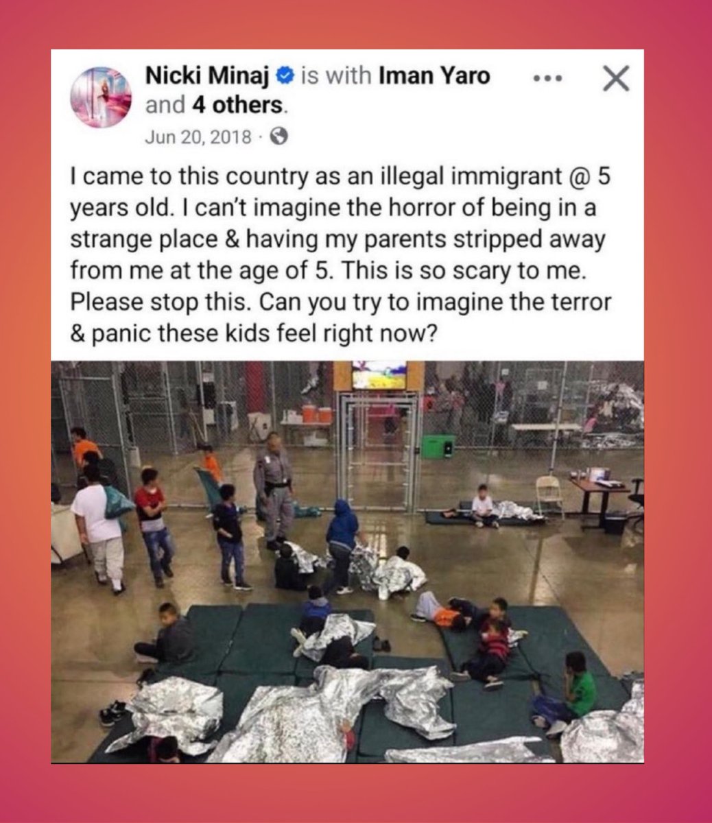 RedMedia_us's tweet image. An old Facebook post from Nicki Minaj admitting that she came to the US as an illegal immigrant has re-surfaced online. 

The soon to be homeless Trinidadian Rapper now supports ICE and the killing of immigrants like her old self.