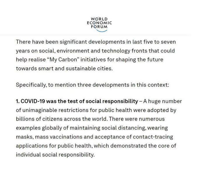 TFTC21's tweet photo. WEF 2022 op-ed: "COVID-19 was the test of social responsibility." https://t.co/6GIUdm9YIH