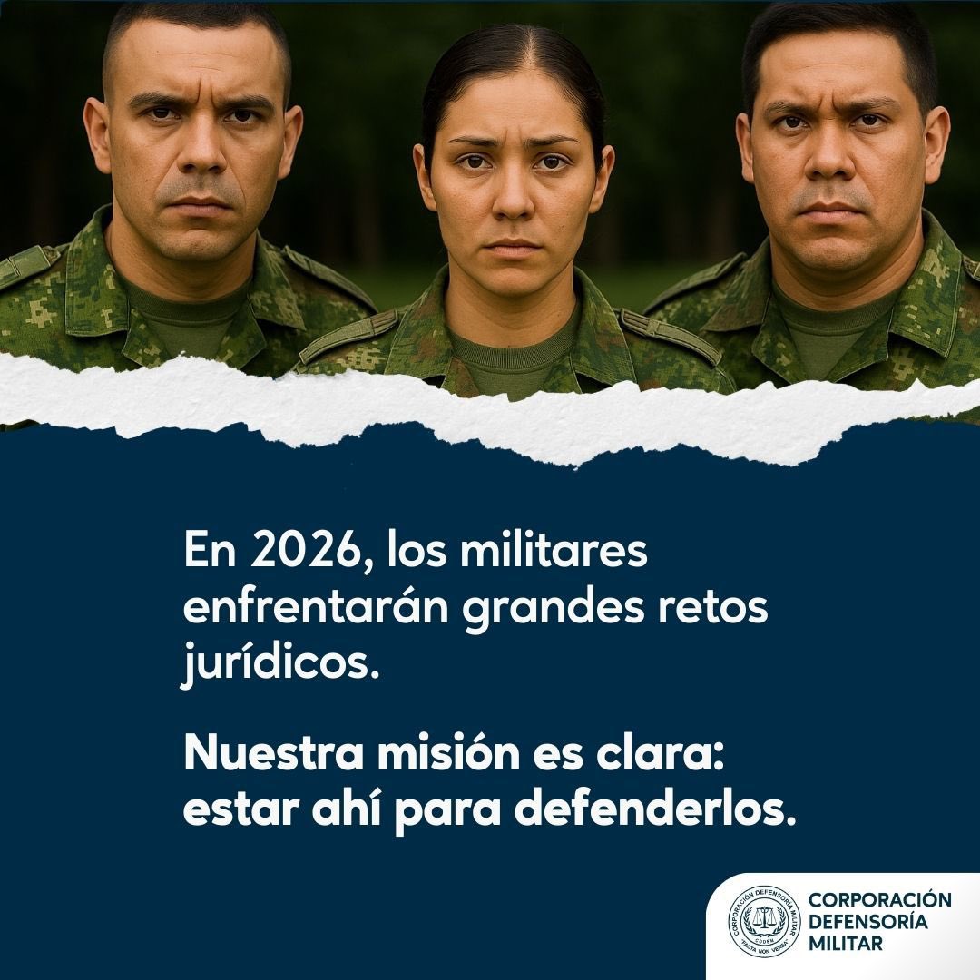 Sabemos que este 2026 traerá grandes retos jurídicos para los militares y sus familias.

Nuestra respuesta es clara: acompañamiento, defensa responsable y compromiso real.

Aquí estamos 🫡

#2026 #RetosJurídicos #DefensaJurídica #MilitaresDeColombia #AquíEstamos