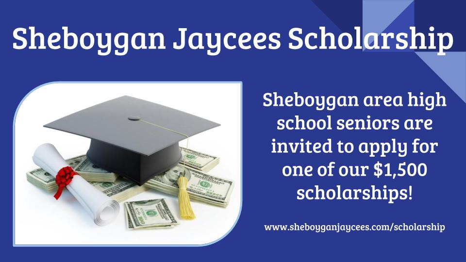 💰🎓 Do you know a high school senior who wants $1,500 for college? Check out the #Sheboygan #Jaycees #Scholarship: sheboyganjaycees.com/Scholarship