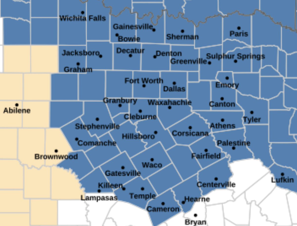 ⚠️ A Winter Storm WATCH has been issued for all of north Texas and the DFW Metroplex from late Friday afternoon through late Saturday night.

❄️ Moderate to heavy accumulations of snow, sleet, or ice are likely across the region Friday through Saturday night. In addition,