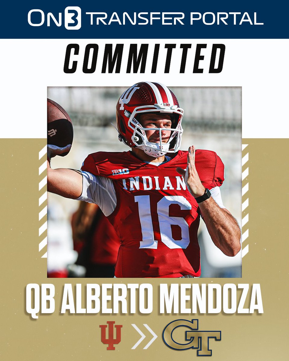 BREAKING: Indiana transfer QB Alberto Mendoza has signed with Georgia Tech, <a href="/Hayesfawcett3/">Hayes Fawcett</a> and <a href="/PeteNakos/">Pete Nakos</a> report🐝

on3.com/college/georgi…