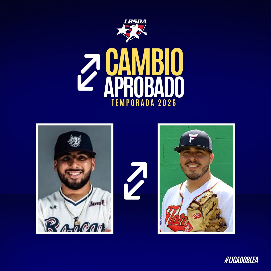 BeisbolDobleA's tweet photo. ✅ [Cambio aprobado]

🔄 Cristopher Estrada (C) de Barranquitas a Florida por Francisco Guzmán (RHP)

#Cambios2026
#LigaDobleA https://t.co/34tV1ACi5V