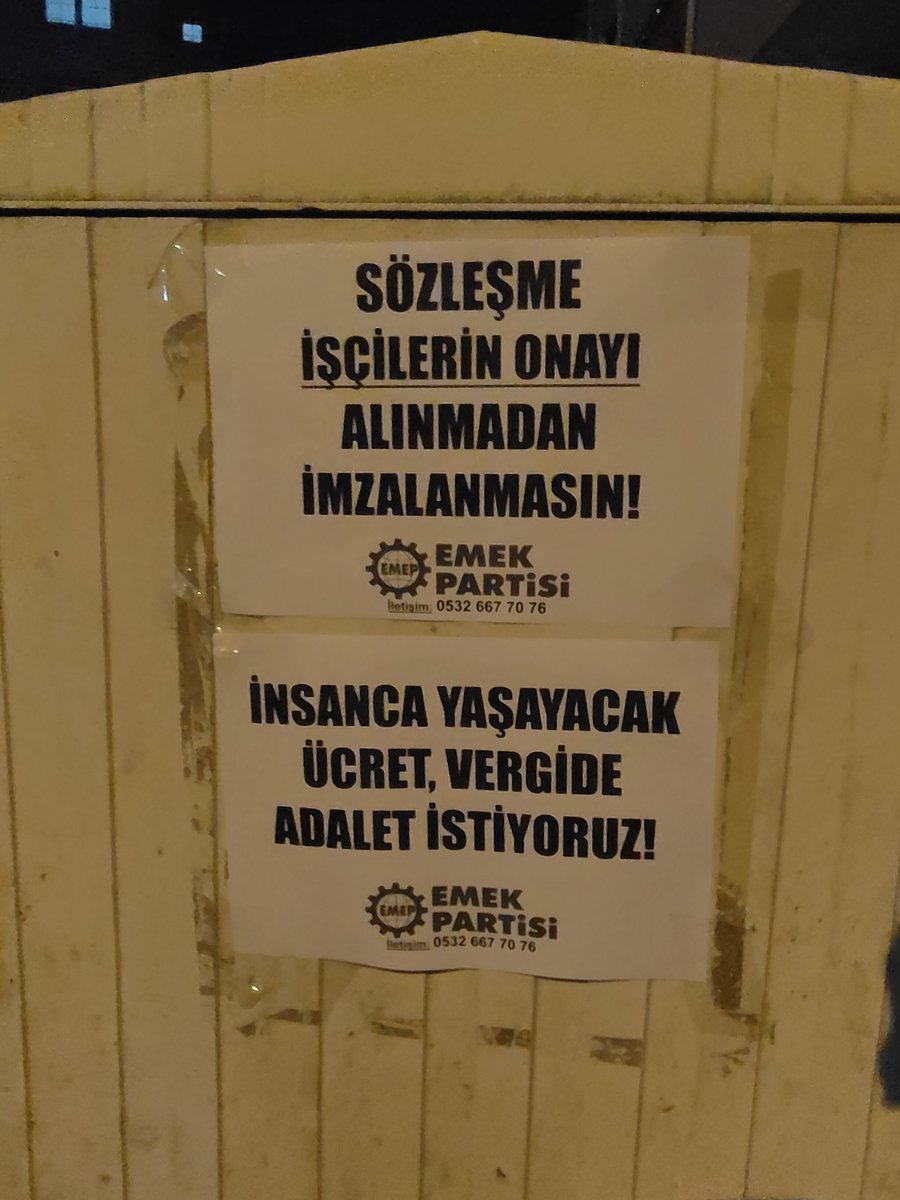 EmepGebze's tweet image. 📌Sözleşme işçilerin onayı alınmadan imzalanmasın!

📌 İnsanca yaşayacak ücret, vergide adalet istiyoruz!

📌 Sözleşme yoksulluk sınırının altında imzalanmasın!

#MESS #Sözleşme #Metal