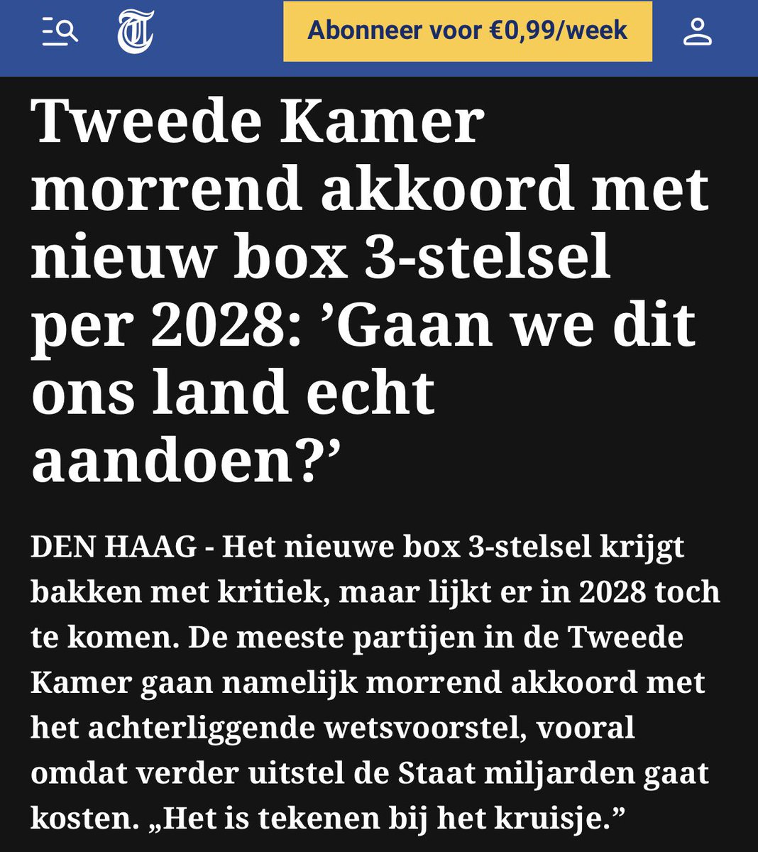 bslagter's tweet image. Het is een onbeschrijfelijk dom plan om ongerealiseerde winst te belasten. Hier krijgen ze eindeloos veel spijt van.

Tienduizenden BV’s zullen worden opgetuigd om in box2 onder deze dwaling uit te komen.