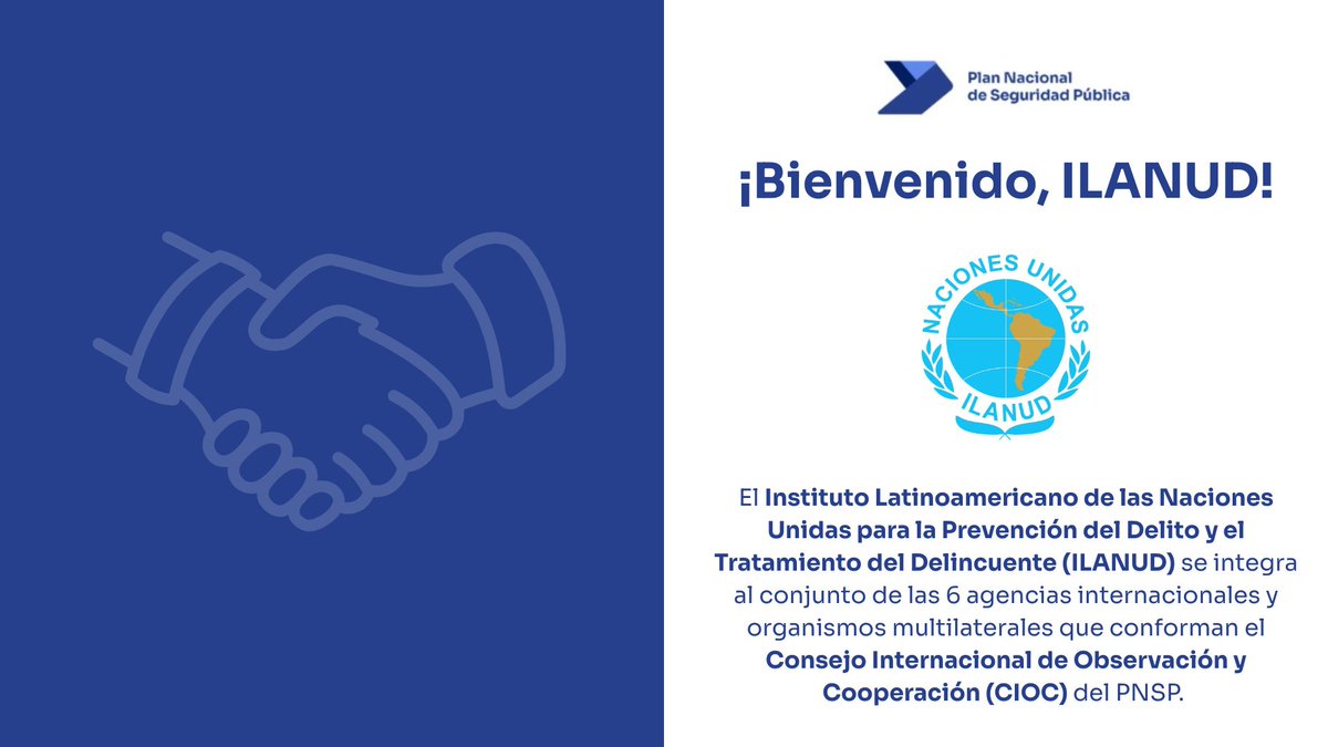 pnsp_uy's tweet photo. ¡Bienvenido, ILANUD! 🌎🤝🏼

@ILANUD se integra al Consejo Internacional de Observación y Cooperación (CIOC) del PNSP, junto a
@el_BID , @AgendaCAF, @IPPDHMERCOSUR, @OEA_oficial, @UNODC y @PNUDUruguay

▶️Más información:  https://t.co/3v2zE3Tw0J https://t.co/ATJDQoQGsj