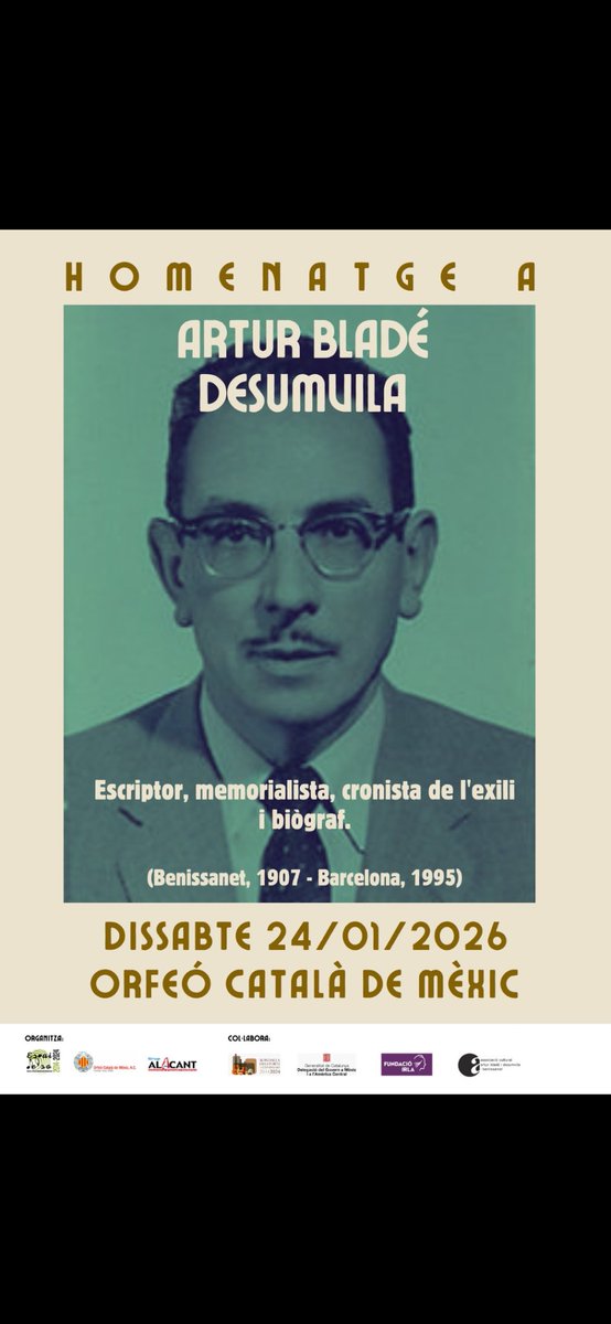 AhirsdelEbre's tweet photo. L'Orfeó Català de Mèxic homenatja a @Blade_Desumvila, Baltasar Samper, Carles Esplà, Carmelo Alberola i Juan Riera, amb xerrada, taller de ball tradicional, paella valenciana i presentació del llibre. Organitzat per @Espai_de_so, Grup Alacant i el mateix Orfeó. Salut i memòria! https://t.co/fHXNbA3OX5