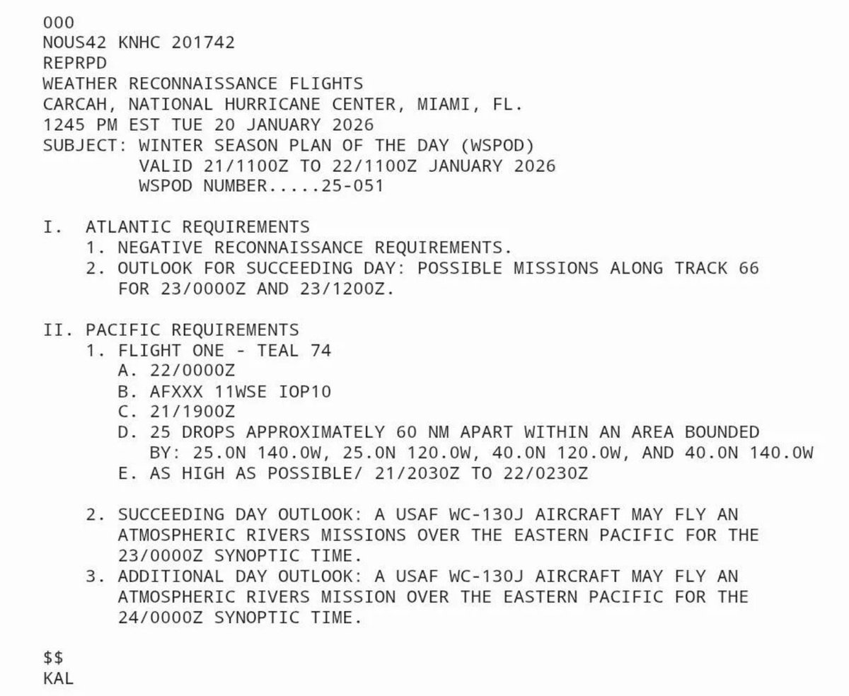 PettusWX's tweet image. Recon (aka the hurricane hunters) now have flights planned to help improve model guidance for the upcoming winter storm.