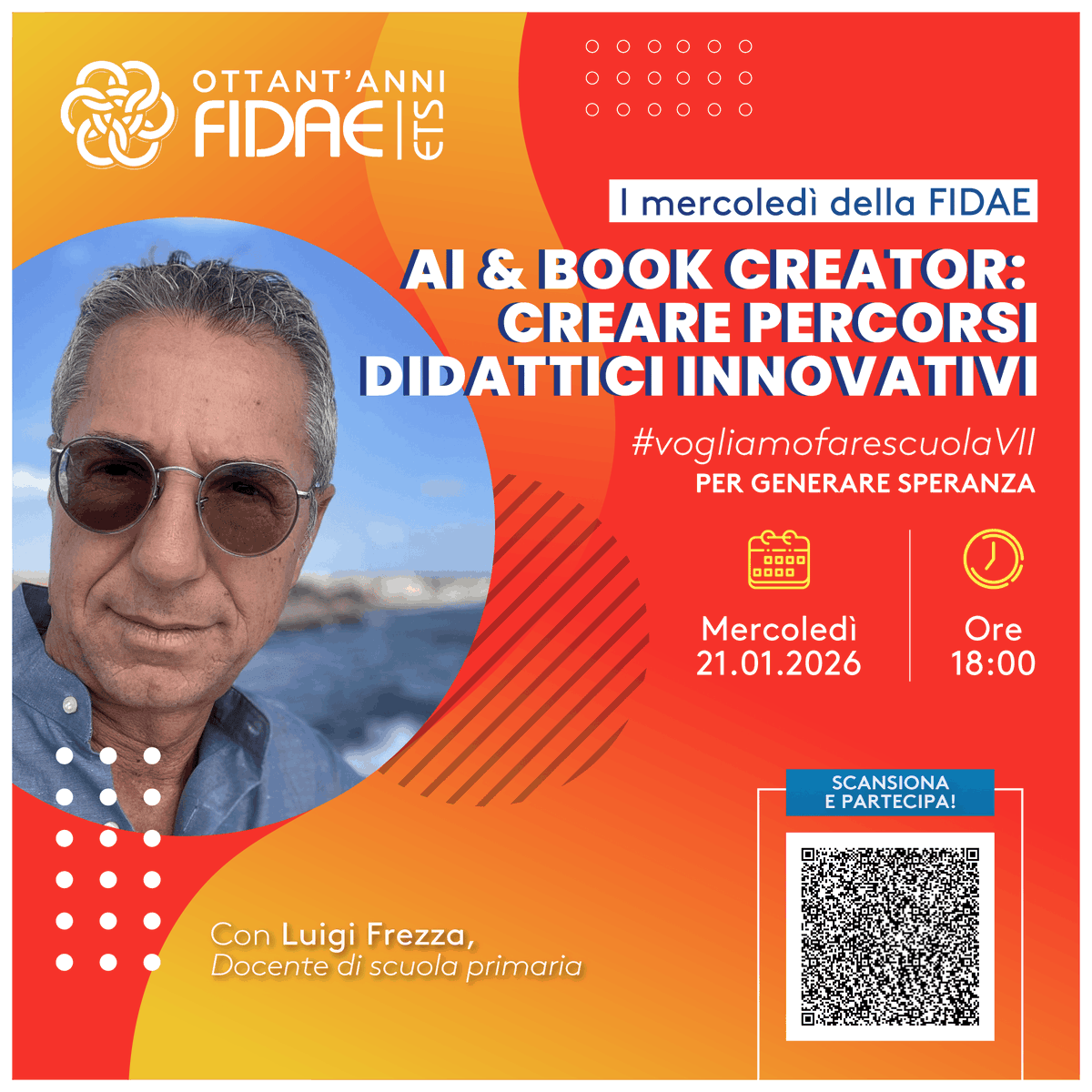 🤖📚 L’AI al servizio della creatività del docente.
💡 “Quando l’innovazione incontra la passione educativa.”
✨ Amplifica la tua creatività.
🔗 Scansiona il QR code e partecipa...