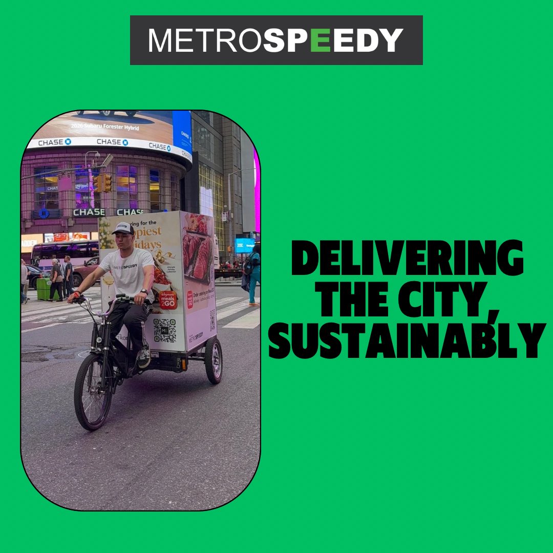 Good for the city. Great for your brand 💚
Delivering sustainably with MetroSpeedy.

#sustainabledelivery #ecofriendly #lastmiledelivery #metrospeedy #nycdelivery